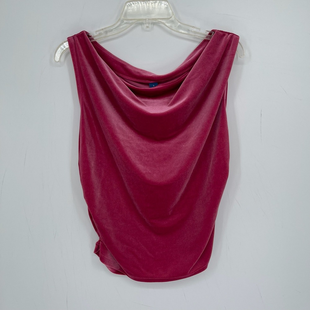 Old Navy Women's Pink Velvet Cowl Neck Stretch Ruched Sleeveless Tank Top Size L